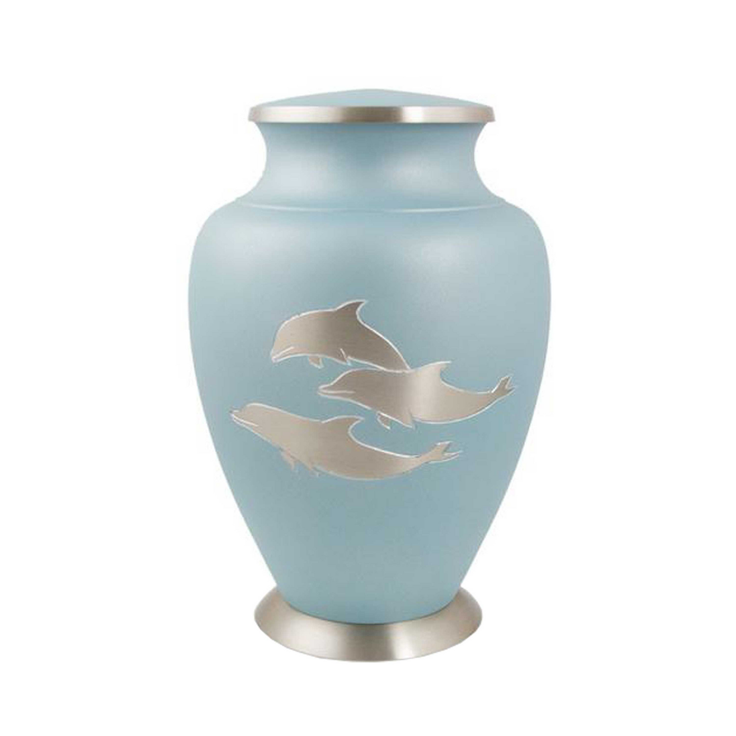 Sky Blue Dolphin Engraved Aria Cremation Urn for Human Ashes