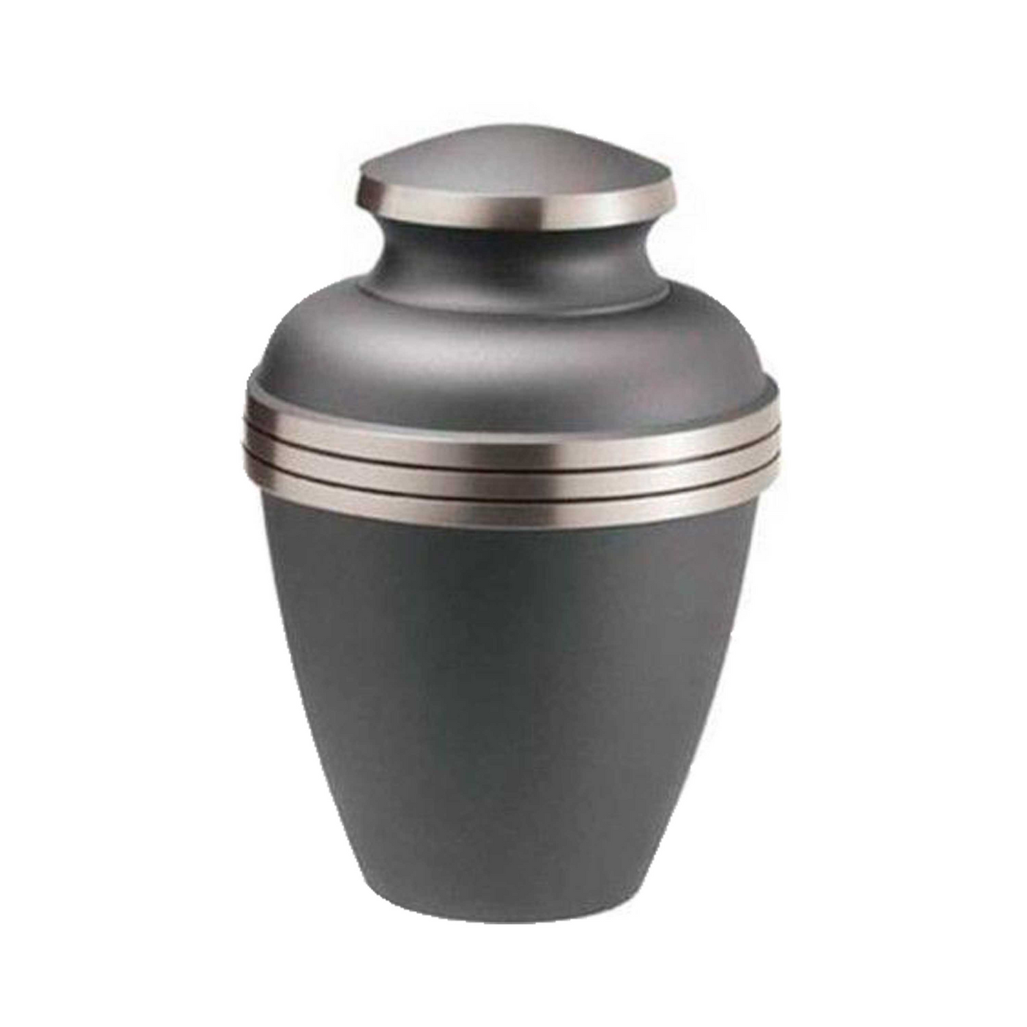 Grey Avalon with Three Black Striped Bands Cremation Urn for Human Ashes