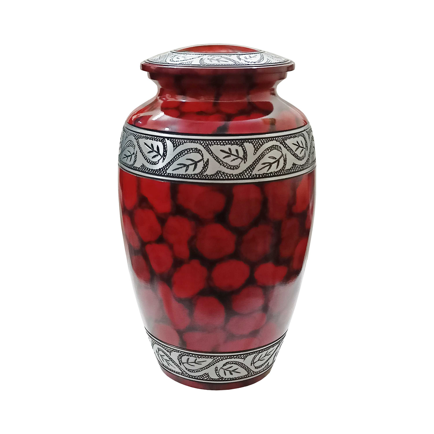 Classic Red Sponge Stylish Metal Cremation Urn for Human Ashes