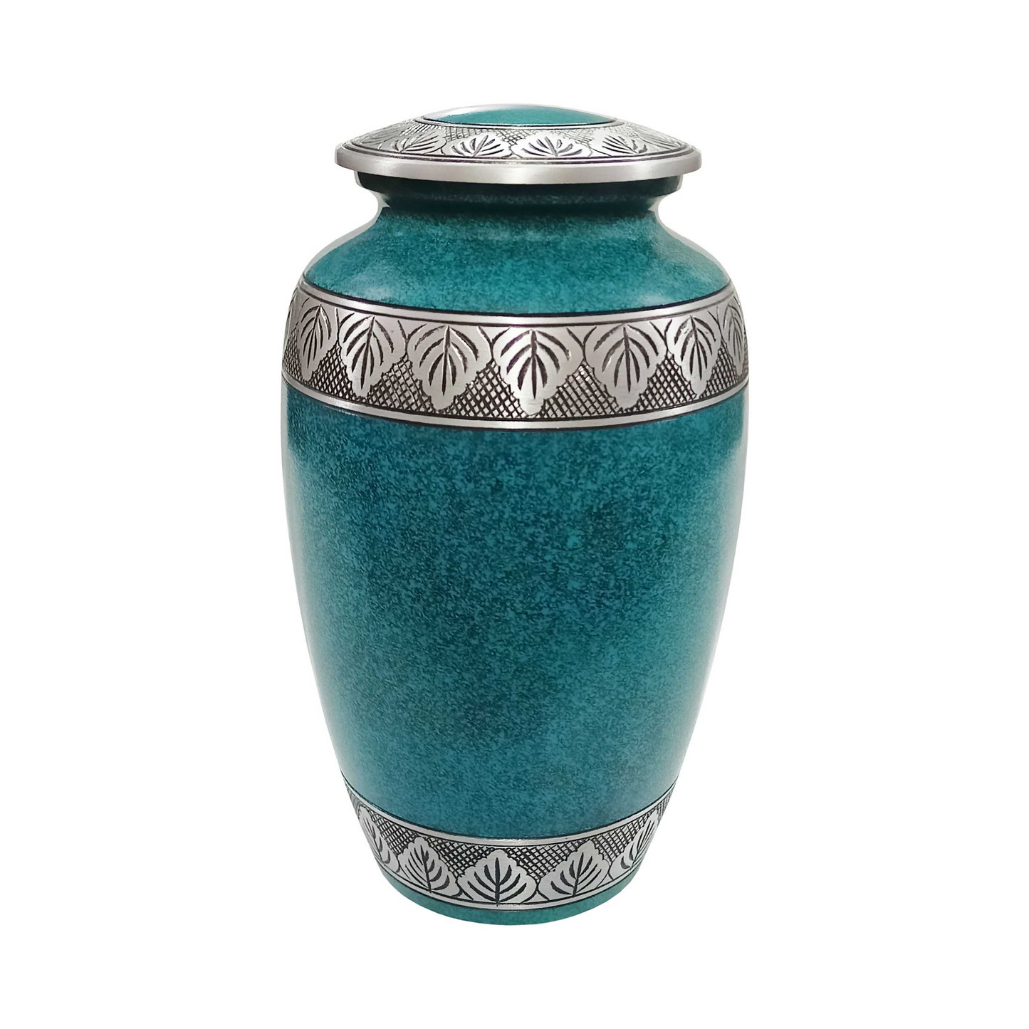 Teal Blue Classic Metal Cremation Urn for Human Ashes