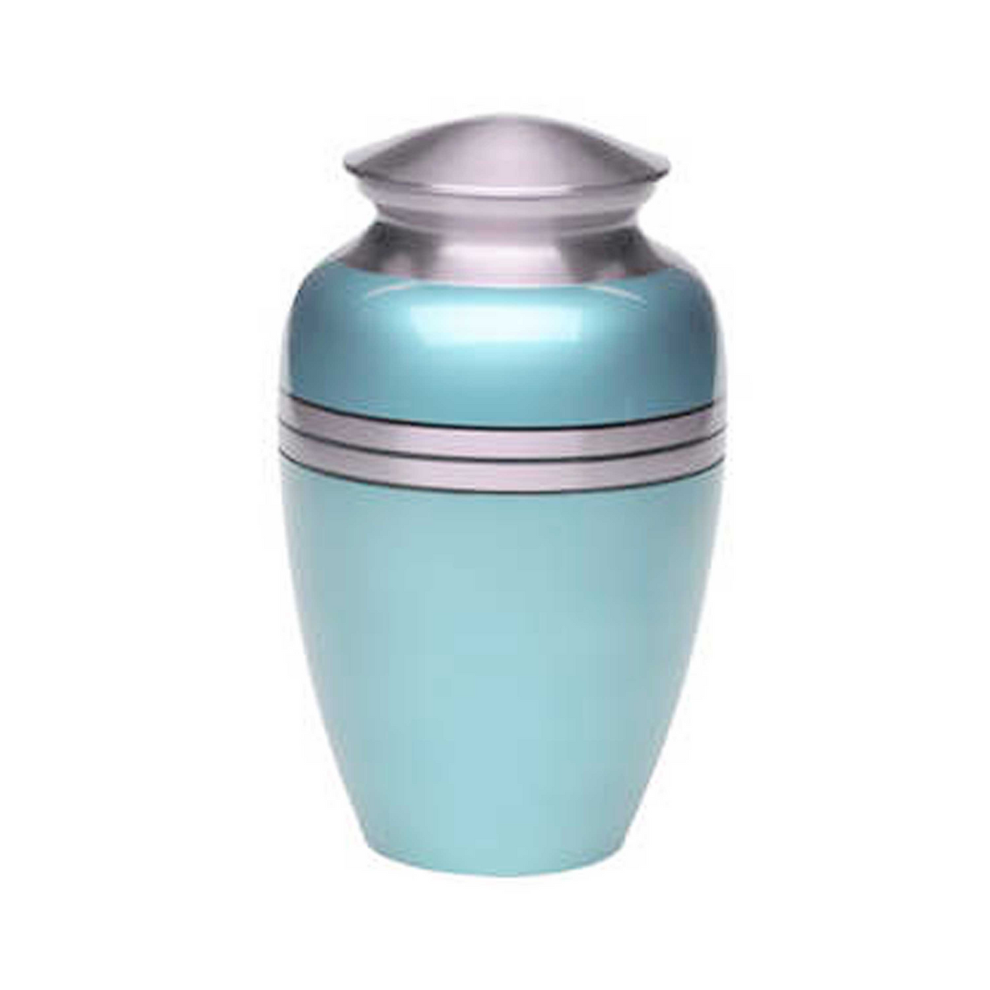 Three Striped Sky Blue Classic Cremation Urn for Human Ashes