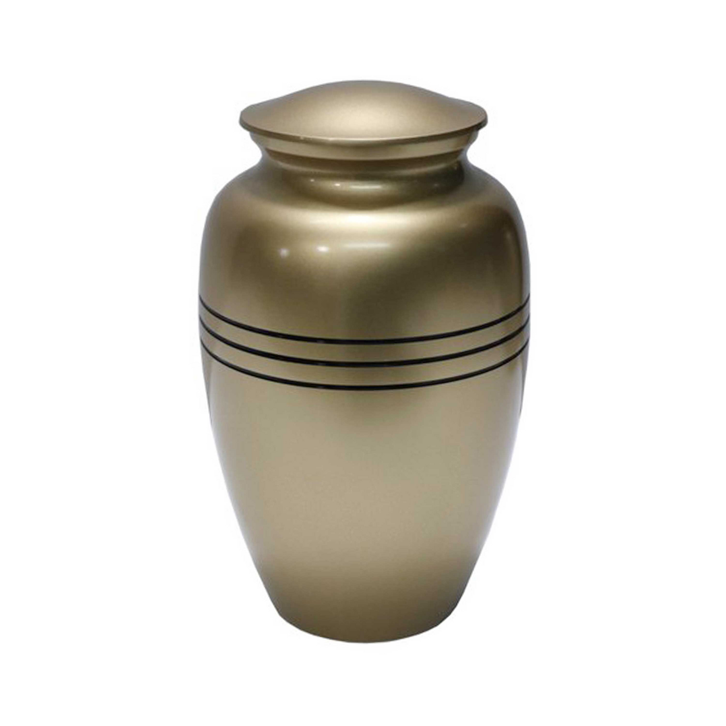 Three Striped Metallic Brown Classic Cremation Urn for Human Ashes