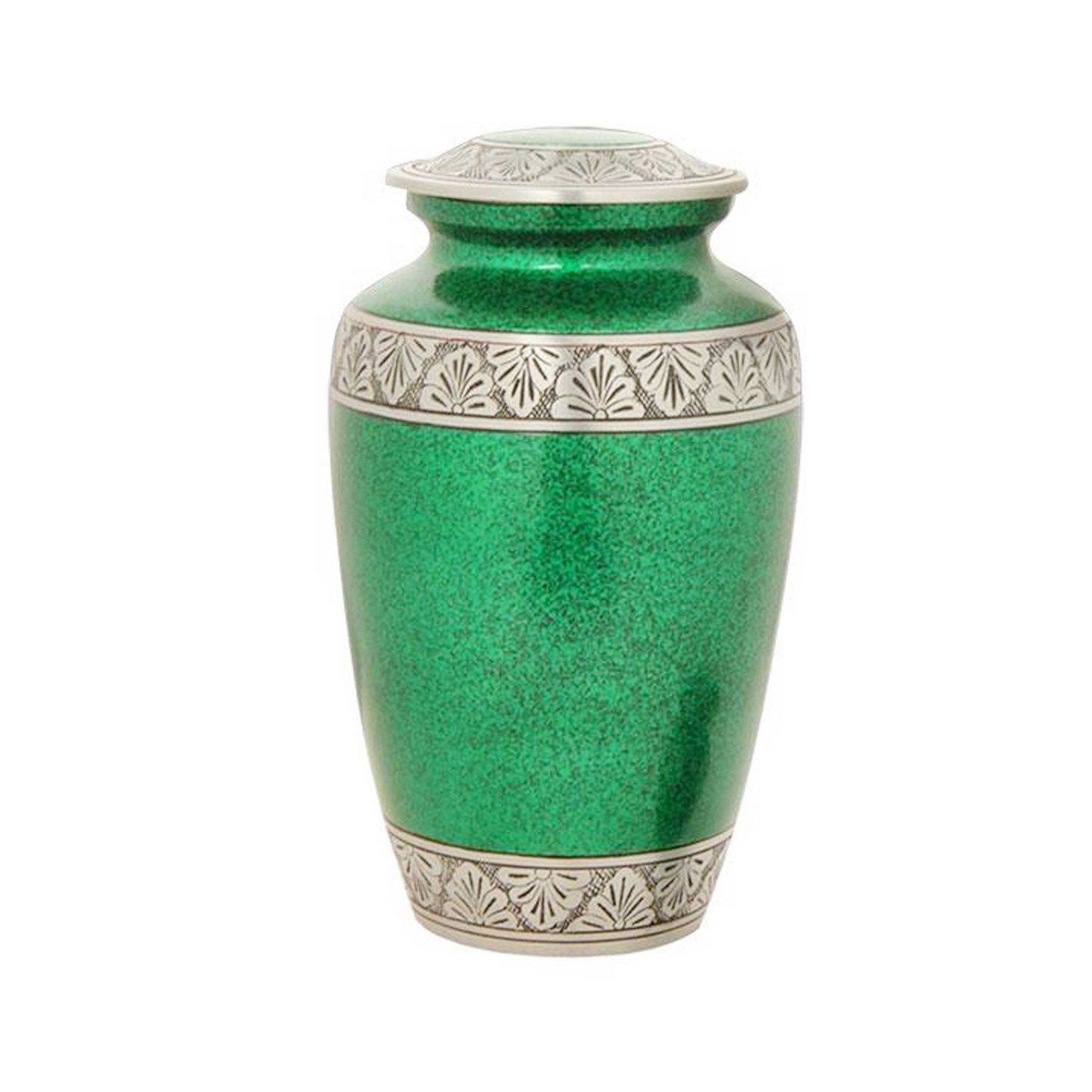 Metallic Green Glitter Texture Engraved Classic Cremation Urn for Human Ashes