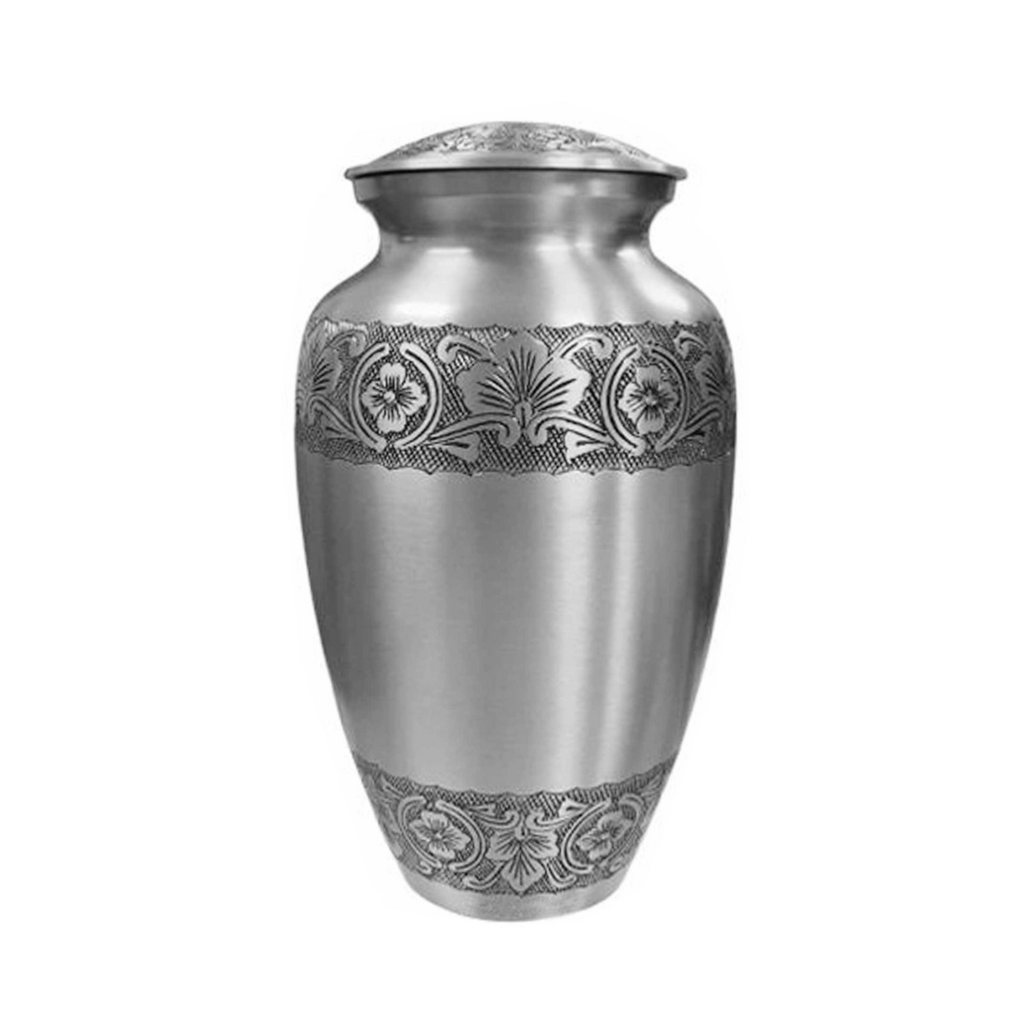 Aluminium Broadly Engraved Classic Cremation Urn for Human Ashes