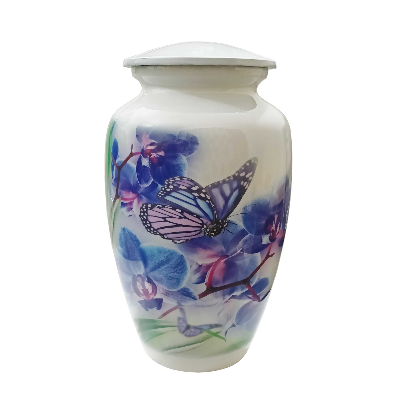 Blue Flower and Butterfly Cremation Urn for Human Ashes