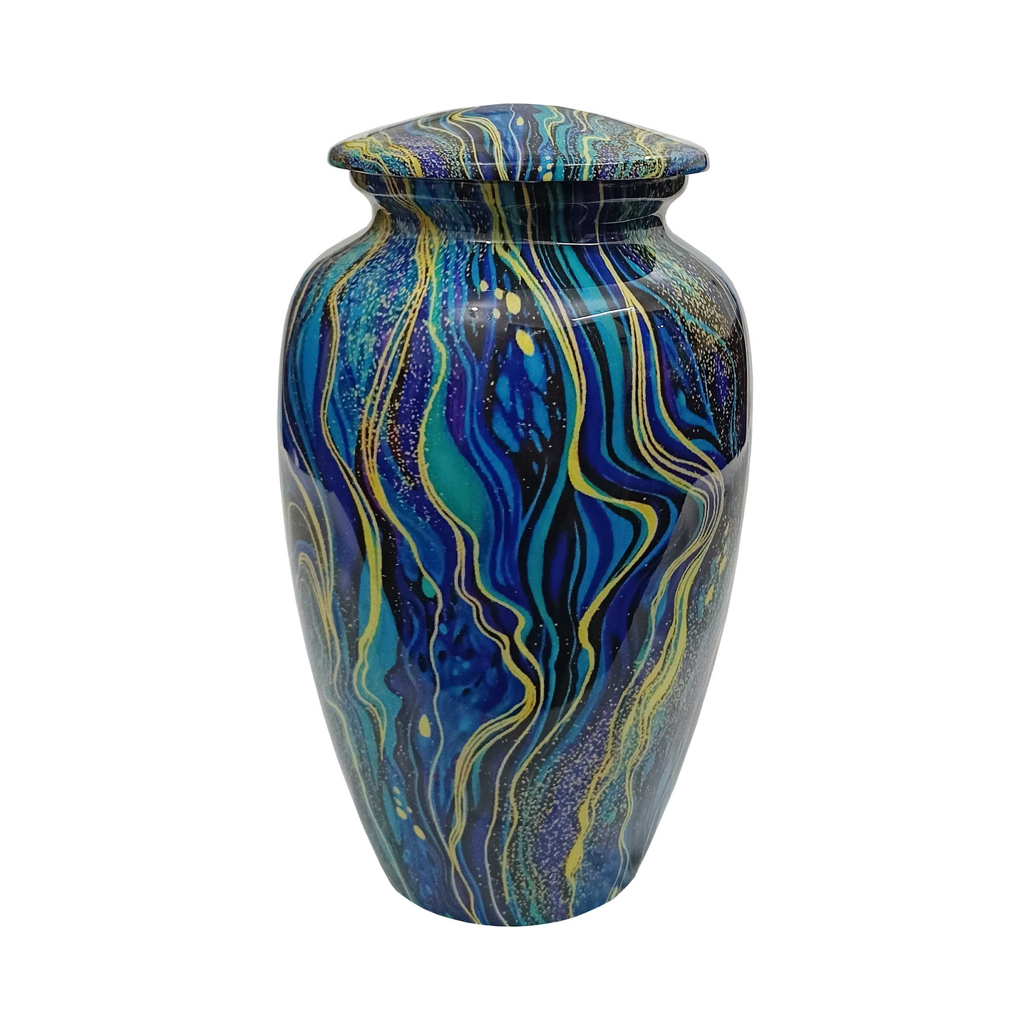 Unreal Dumortierite Stone Printed Cremation Urn for Human Ashes