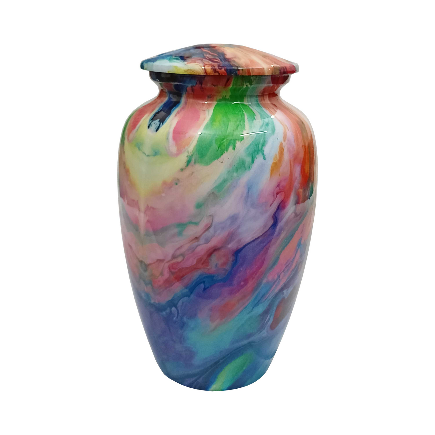 Multi-Colored Oil Paint Printed Cremation Urn for Human Ashes