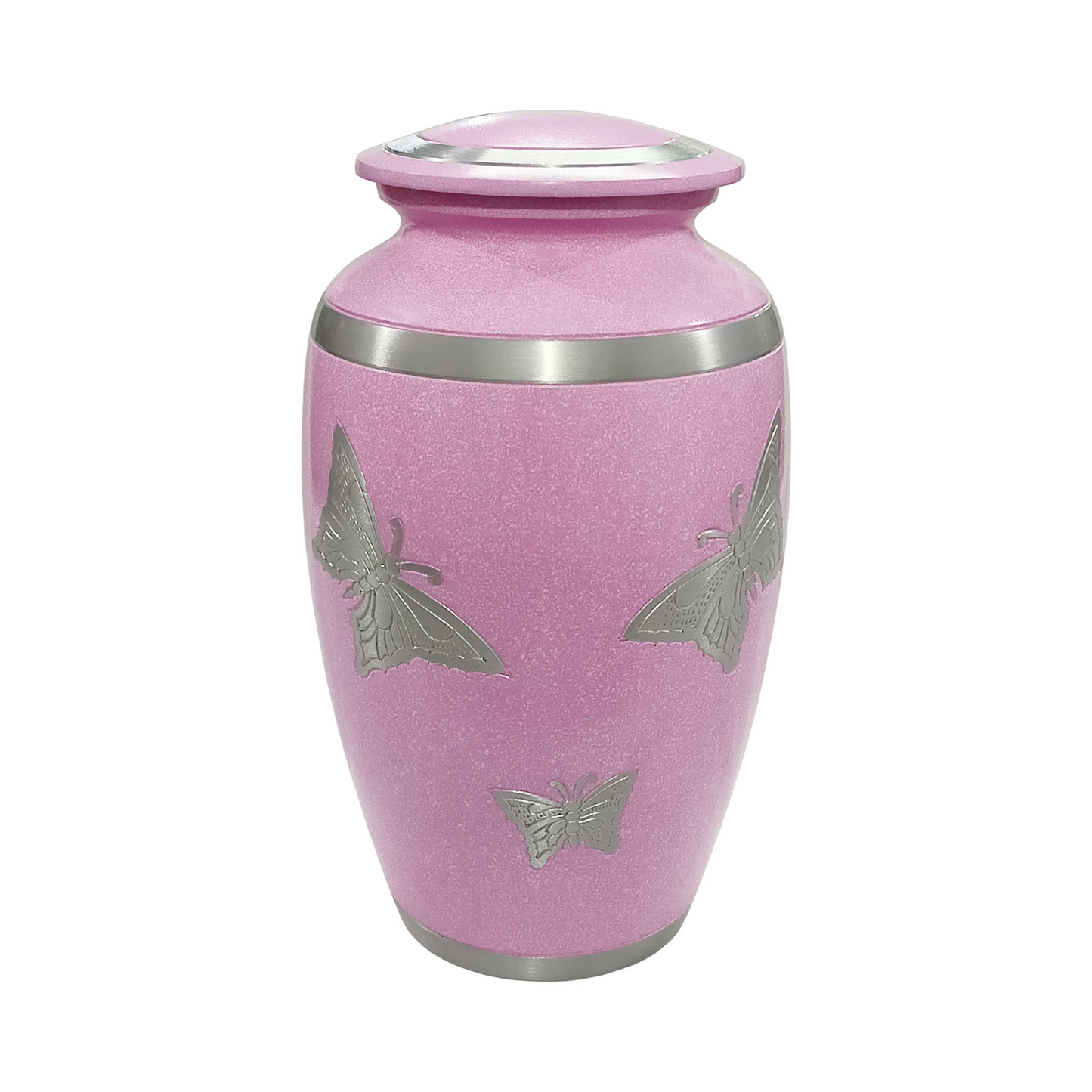 Hover Butterflies Pink Metal Cremation Urn for Human Ashes