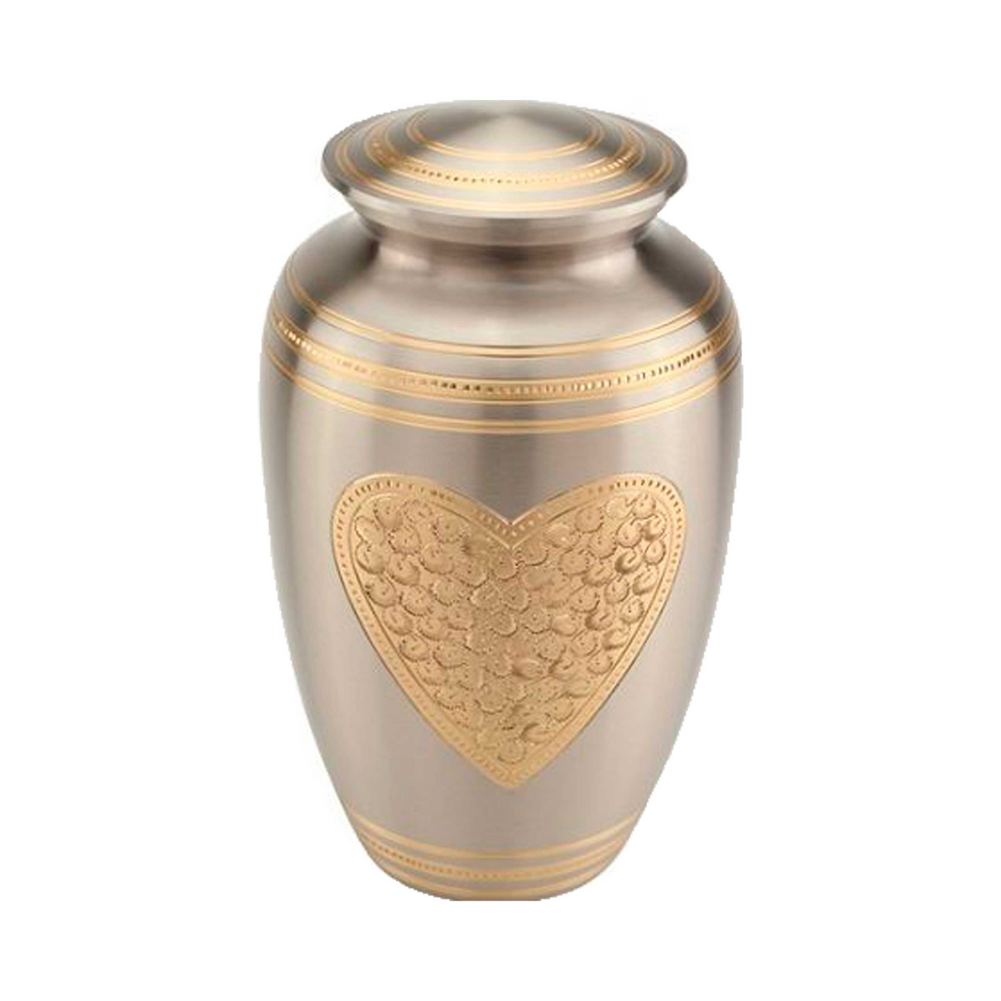 Pewter Classic Heart-Shaped Engraved Cremation Urn for Human Ashes