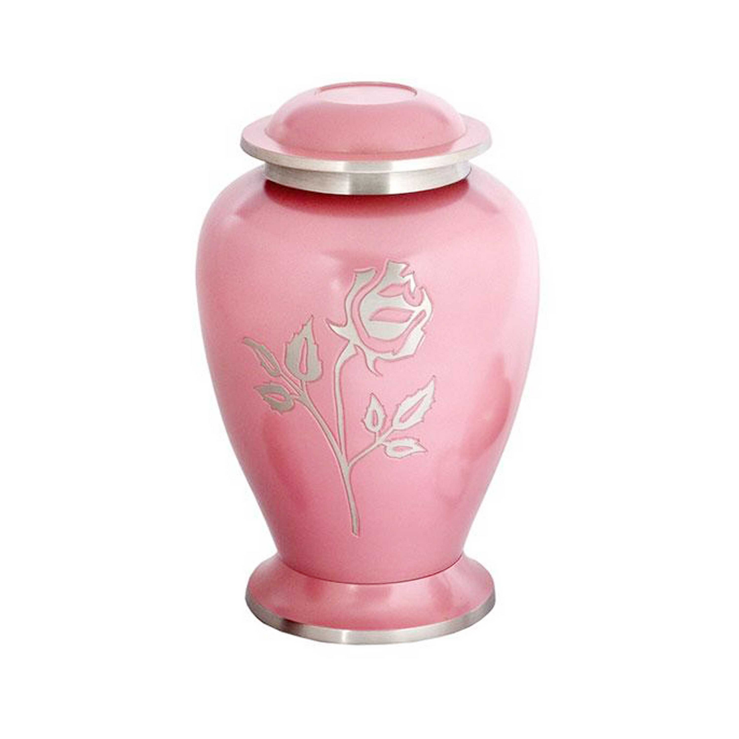 Rose Engraved Pink Dove Cremation Urn for Human Ashes