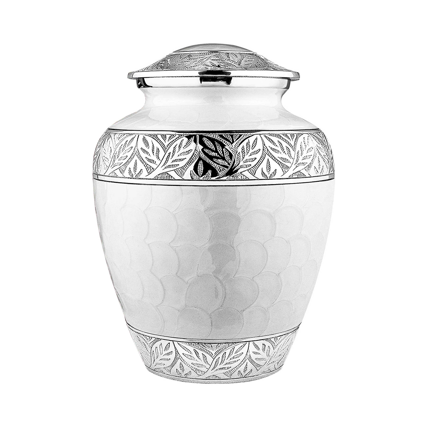 White Floral Engraved Cremation Urn for Human Ashes