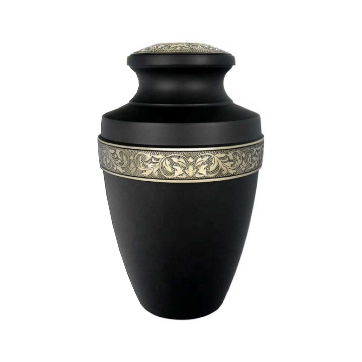 Matt Black Grecian Cremation Urn for Human Ashes