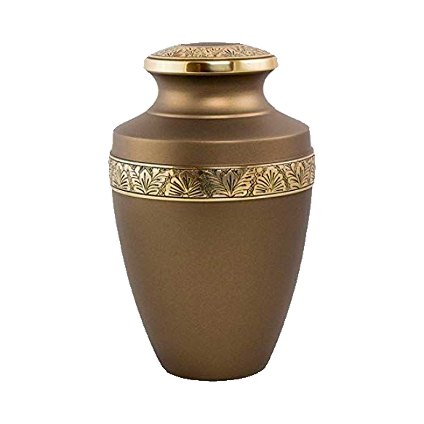 Engraved Leaves Bronze and Gold Cremation Urn for Human Ashes