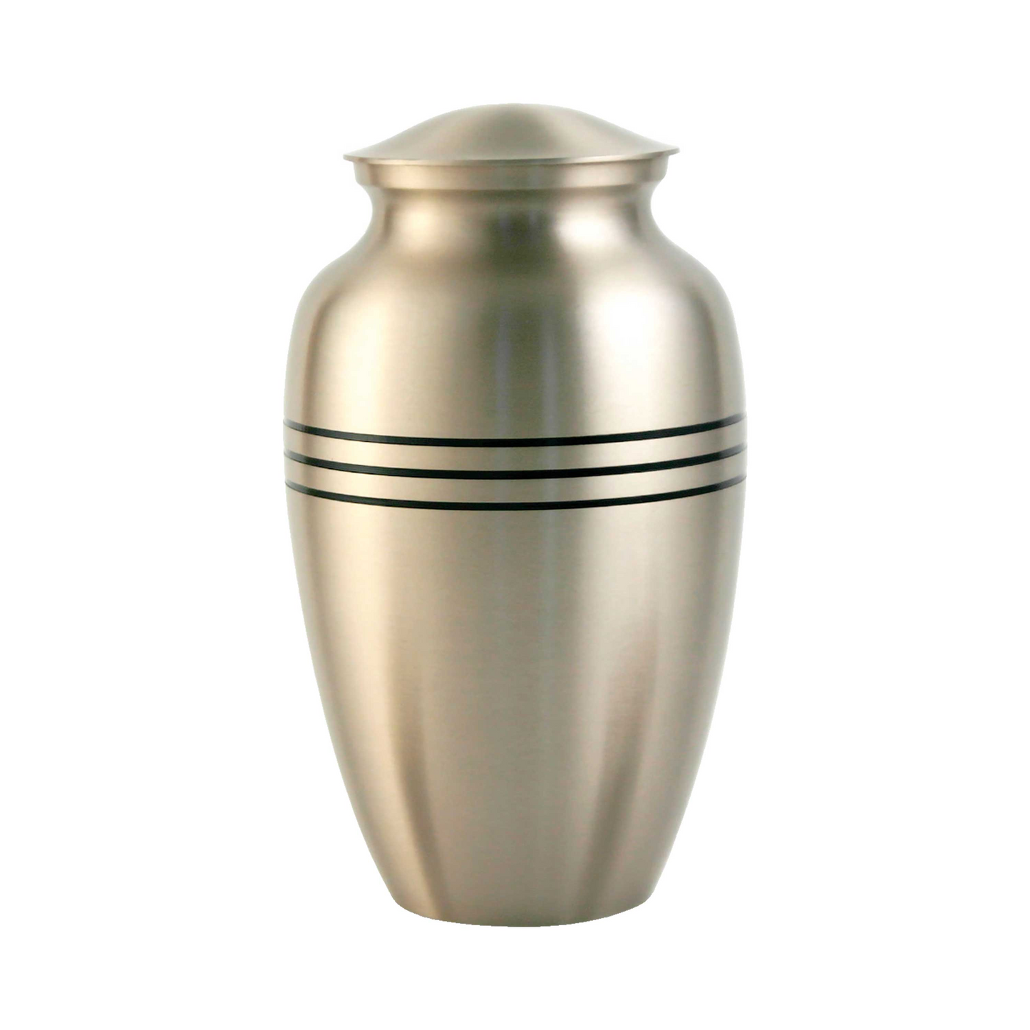 Three Striped Silver Pewter Classic Cremation Urn for Human Ashes