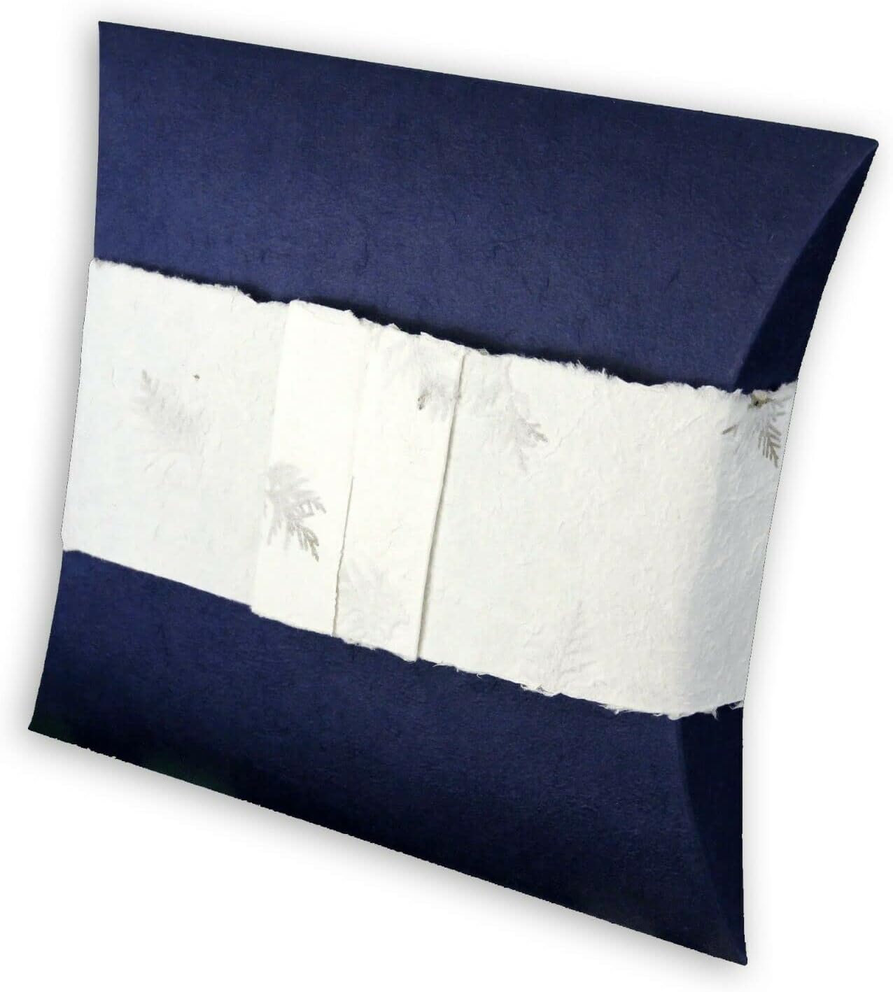 Navy blue and white biodegradable water burial pillow urn with a textured pattern