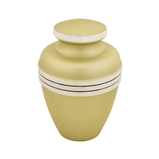 Cream Avalon Urn with Three Black Striped Band Cremation Urn for Human Ashes