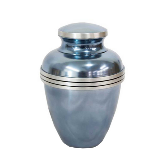 Slate Grey Avalon Urn with Three Black Striped Band Cremation Urn for Human Ashes