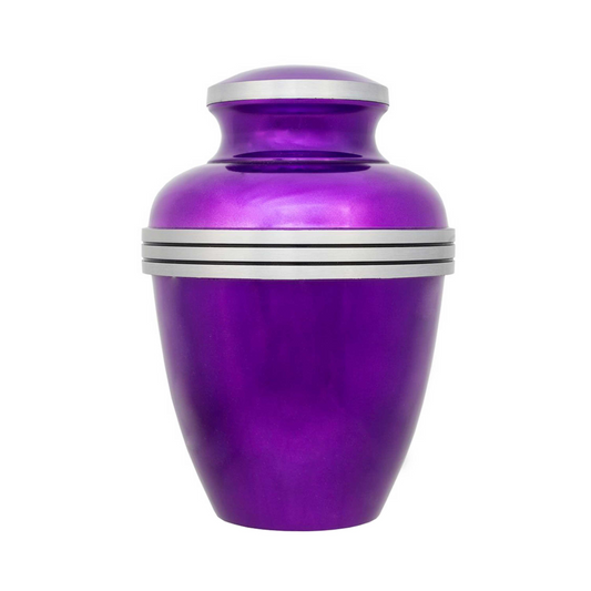 Purple Grey Avalon  with Three Black Striped Band Cremation Urn for Human Ashes