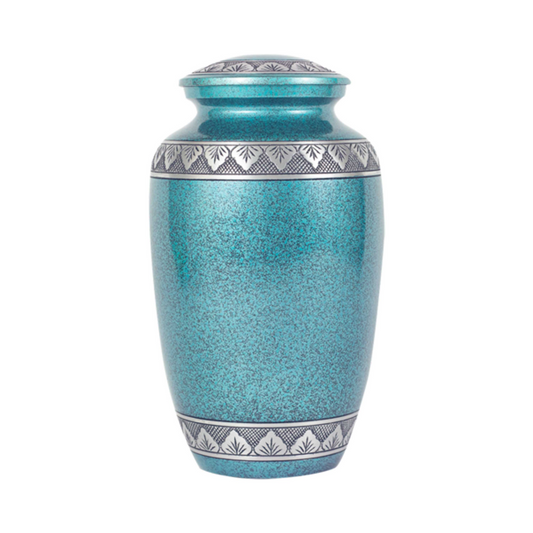 Green Gravel Texture Engraved Classic Cremation Urn for Human Ashes