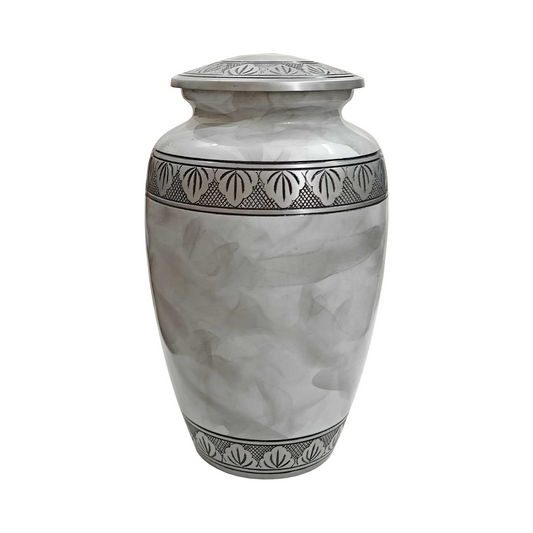 White Smoked Classic  Cremation Urn for Human Ashes