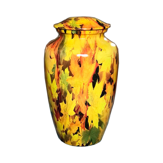 Autumn Yellow Printed Cremation Urn for Human Ashes