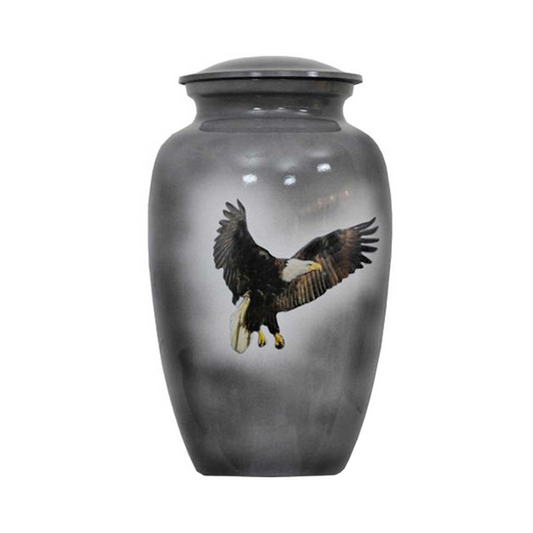 Gray Unreal Eagle Printed Cremation Urn for Human Ashes
