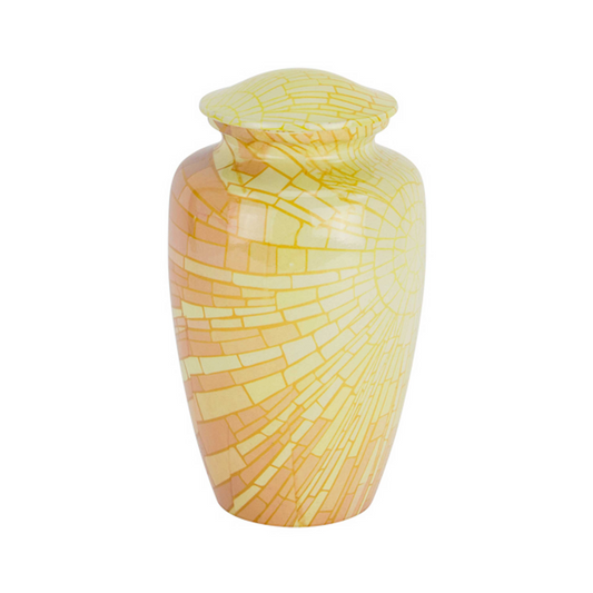 Yellow Abstract Rays Printed Cremation Urn for Human Ashes