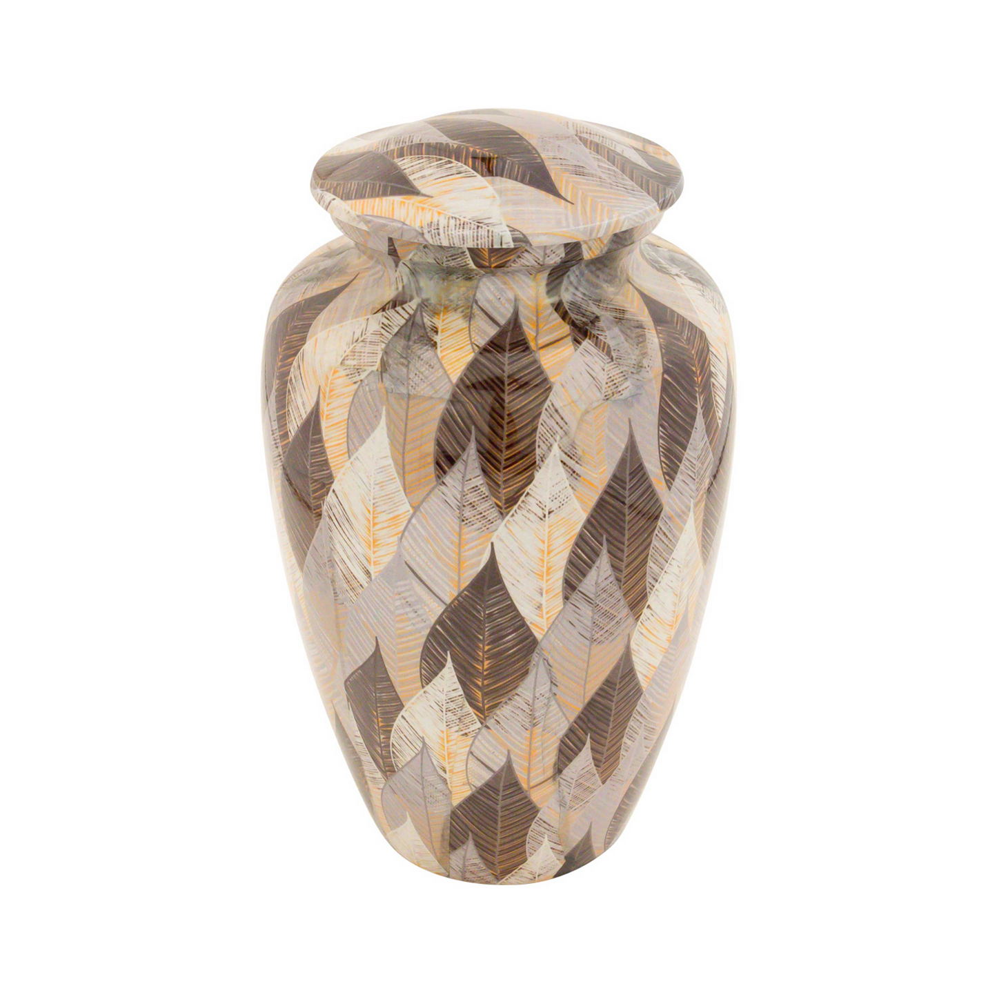 Stylish Brown Botanical Printed Cremation Urn for Human Ashes