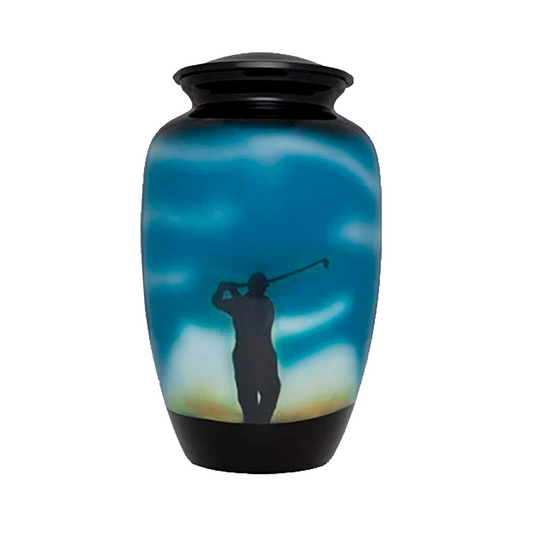 Stylish Golf Player Printed Cremation Urn for Human Ashes