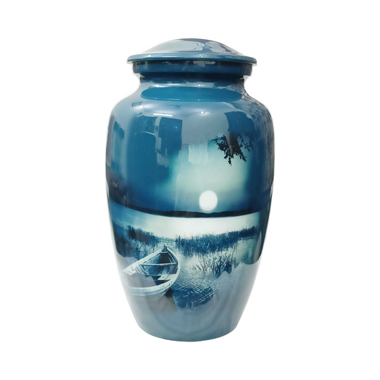 Dark Boat Printed  Cremation Urn for Human Ashes