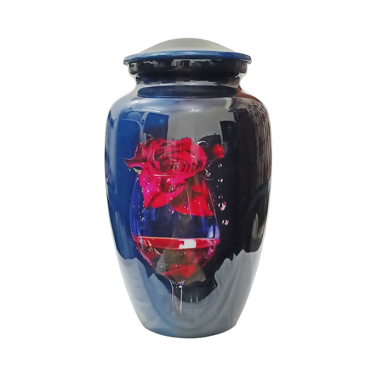 Red Rose in a Glass Printed  Cremation Urn for Human Ashes