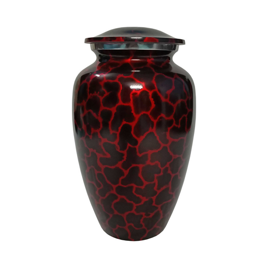 Red Sponged Cremation Urn for Human Ashes
