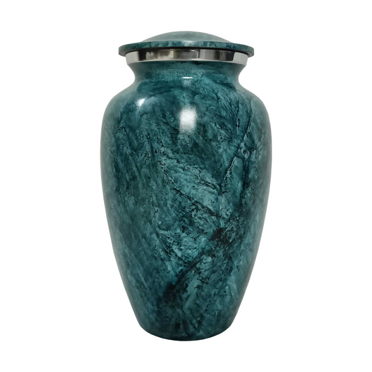 Blue Abstract Marble Cremation Urn for Human Ashes