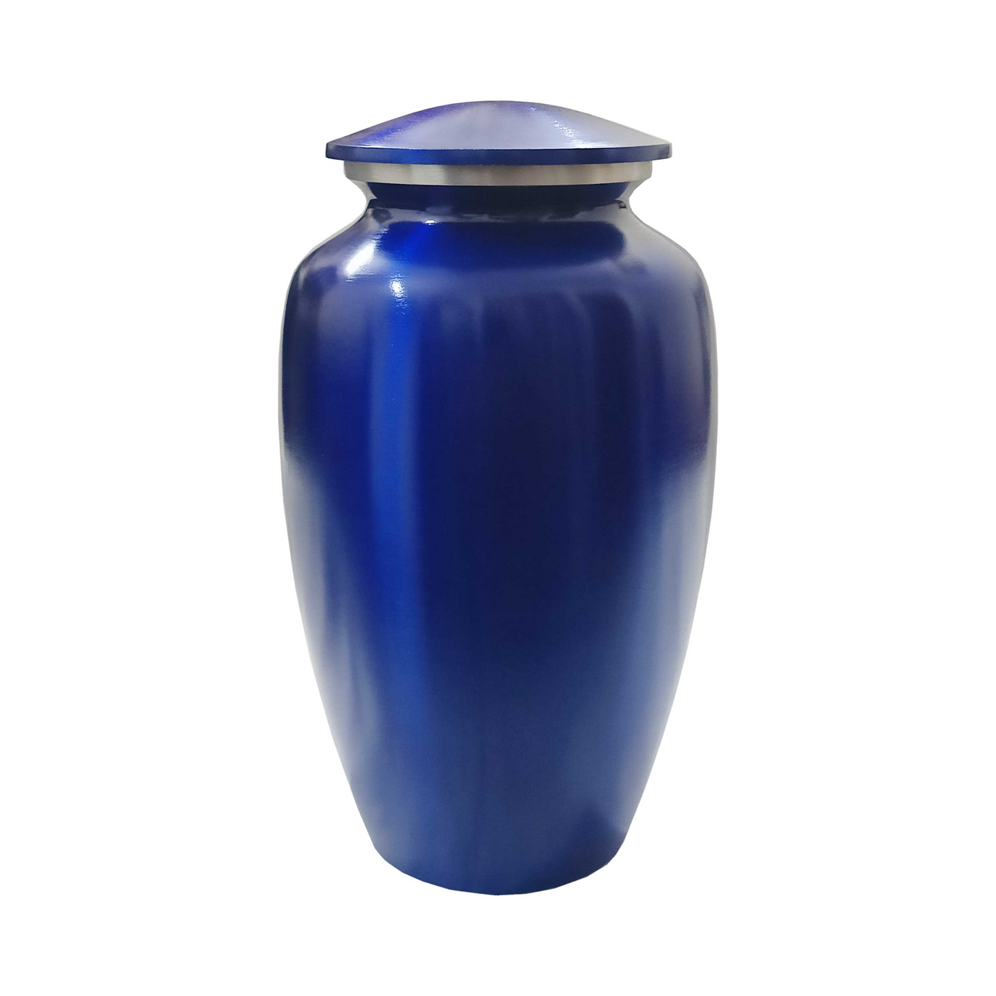 Navy Blue Glossy Cremation Urn for Human Ashes