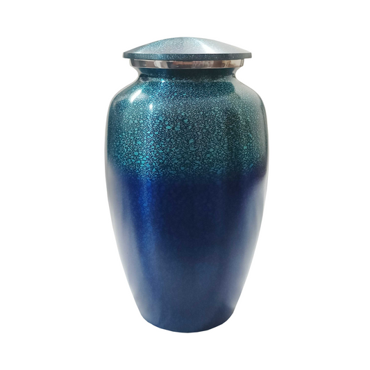Blue Cracked Double Tone Cremation Urn for Human Ashes
