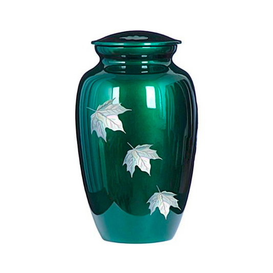 Glossy Tri Leaf Cremation Urn for Human Ashes