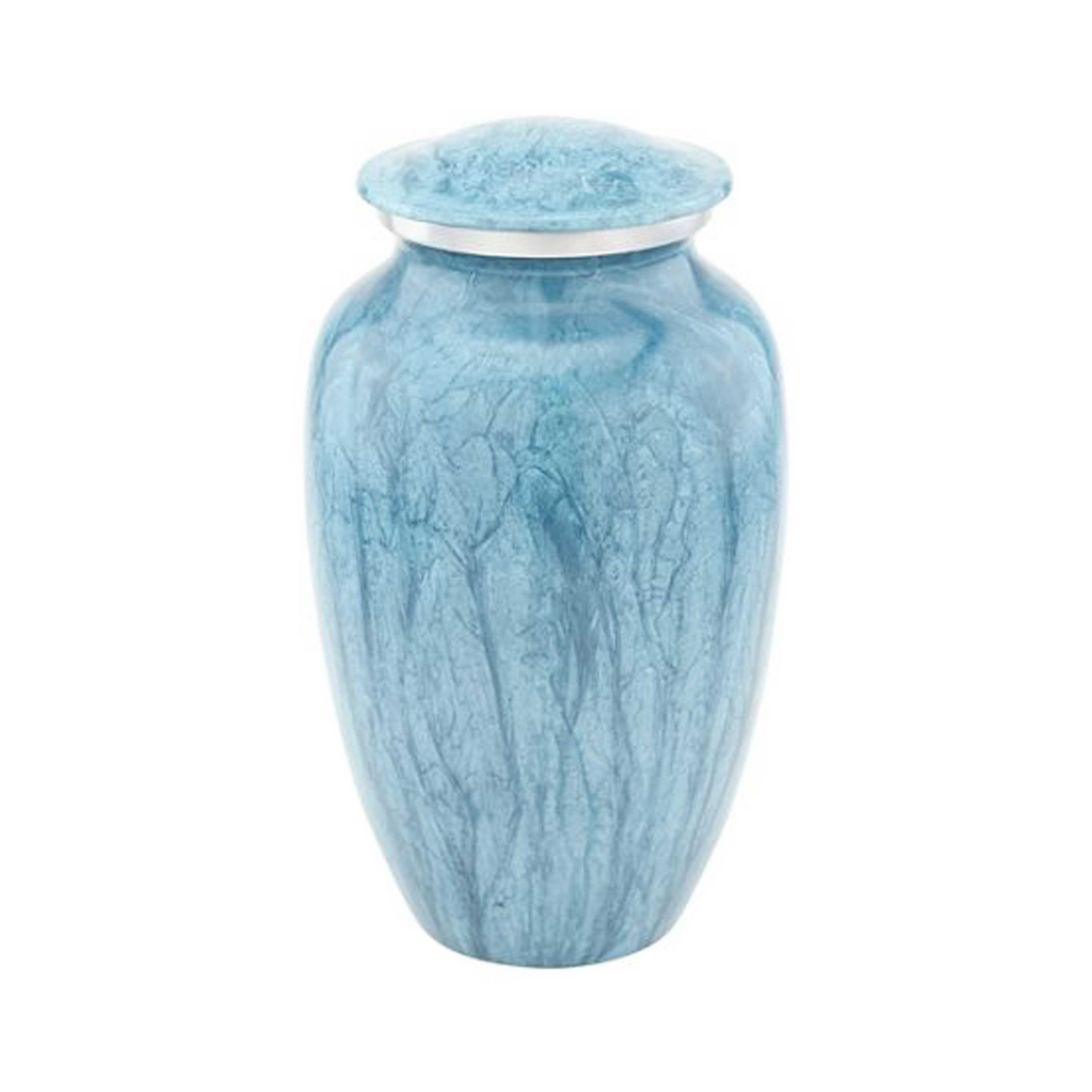 Light Blue Marbled Classic Cremation Urn for Human Ashes