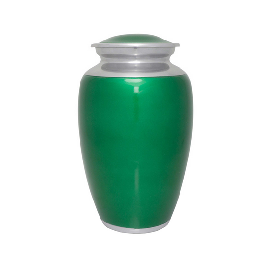 Shining Green Polished Classic  Cremation Urn for Human Ashes