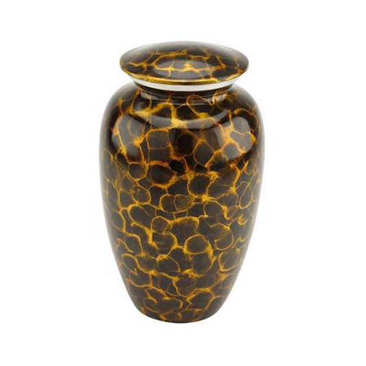 Gold &amp; Black Marbled Classic  Cremation Urn for Human Ashes