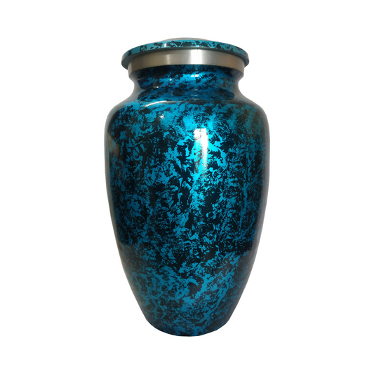 Blue &amp; Black Marbled Classic  Cremation Urn for Human Ashes