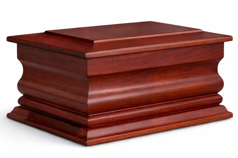 Classic Mahogany Wooden Ash Casket Cremation Urn for Human Ashes