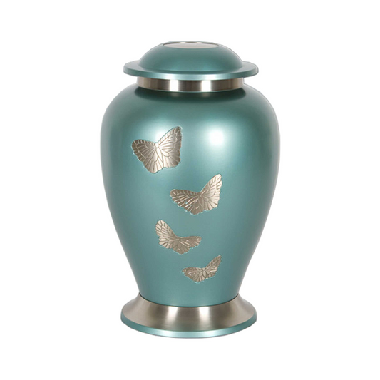 Blue Unreal Soaring Butterfly Cremation Urn for Human Ashes