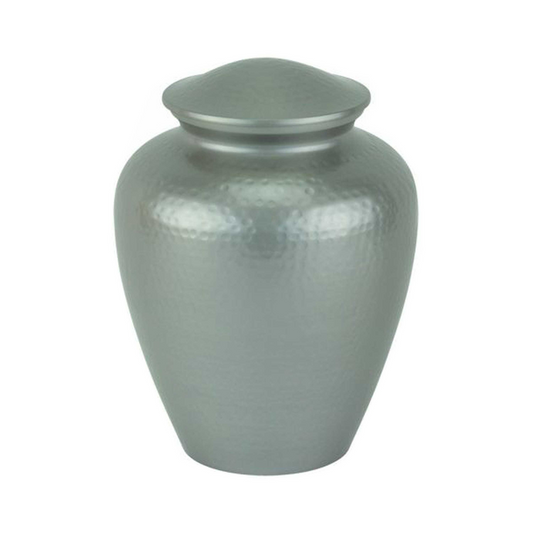 Gray Hammered Cremation Urn for Human Ashes