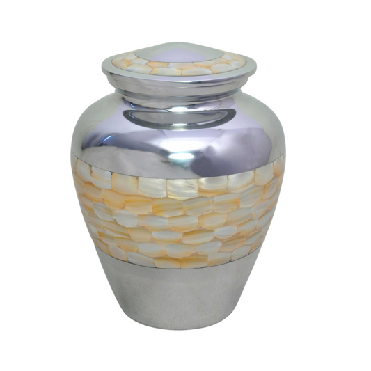 Mother of Pearl Aluminium Cremation Urn for Human Ashes