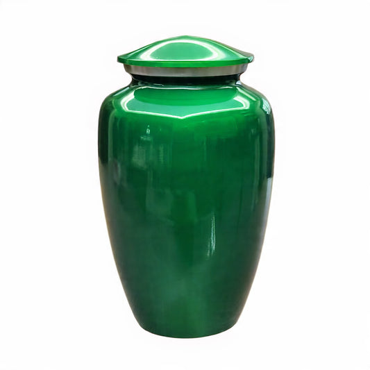 Emerald Green Glossy Cremation Urn for Human Ashes