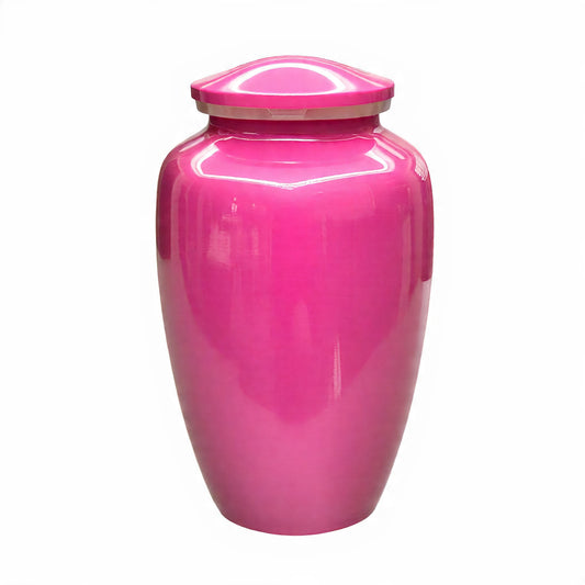 Bright Pink Glossy Cremation Urn for Human Ashes