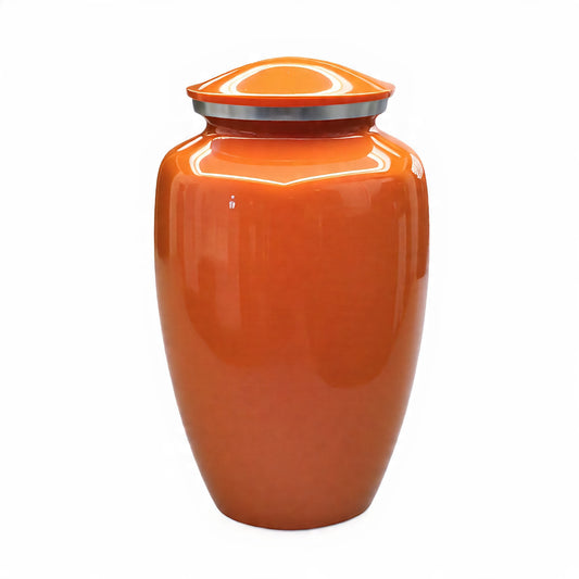Orange Glossy Cremation Urn for Human Ashes