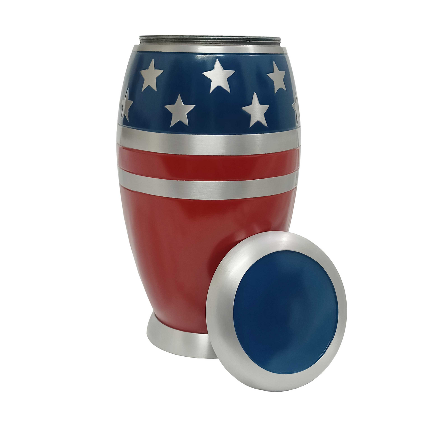 American Flag Silver Cremation Urn fos Ashes