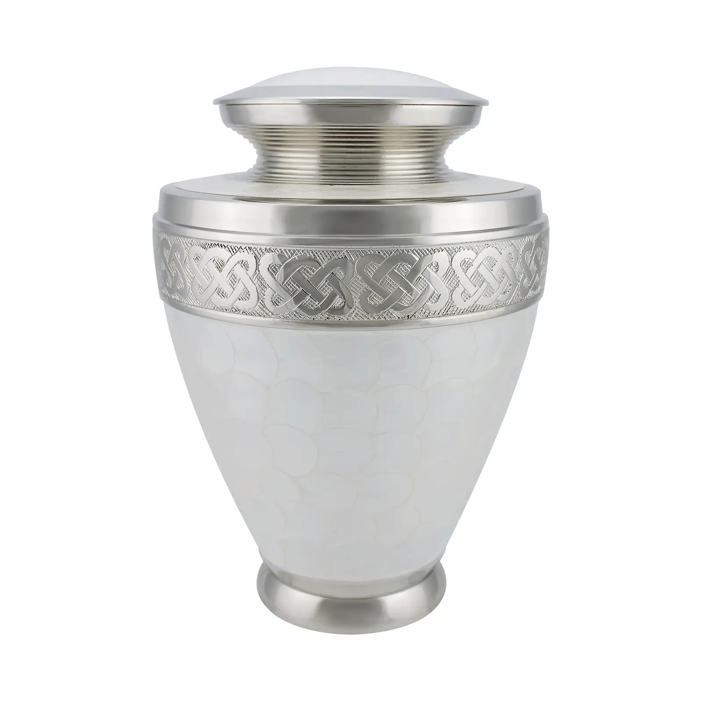White Engraved Cremation Urn for Human Ashes