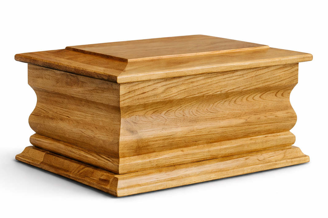 Classic Oak Wooden Ash Casket Cremation Urn for Human Ashes